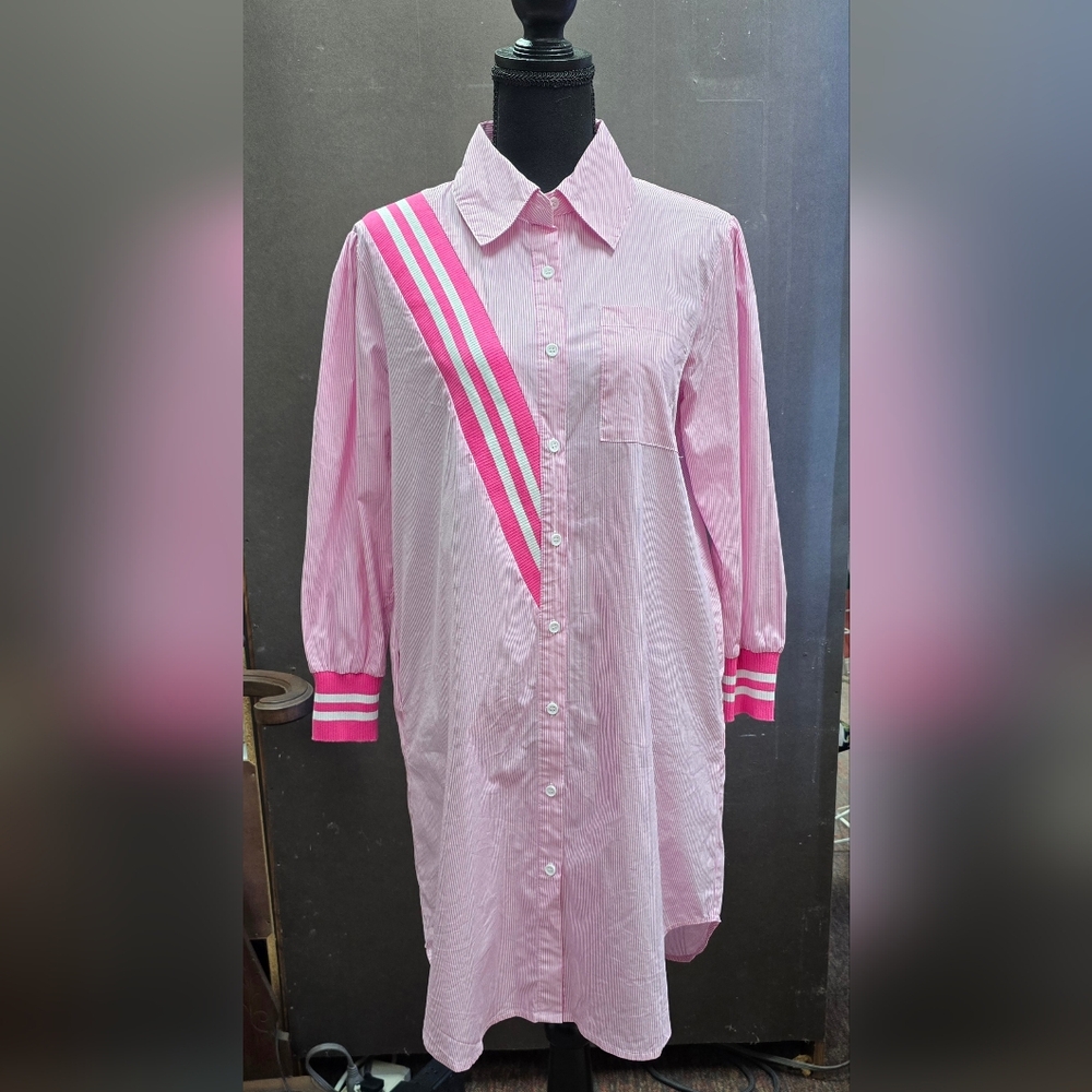 Joh Wenna Pink and White Striped Shirt